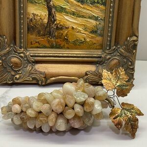 Vintage Italian Grape Cluster with Metal Leaves